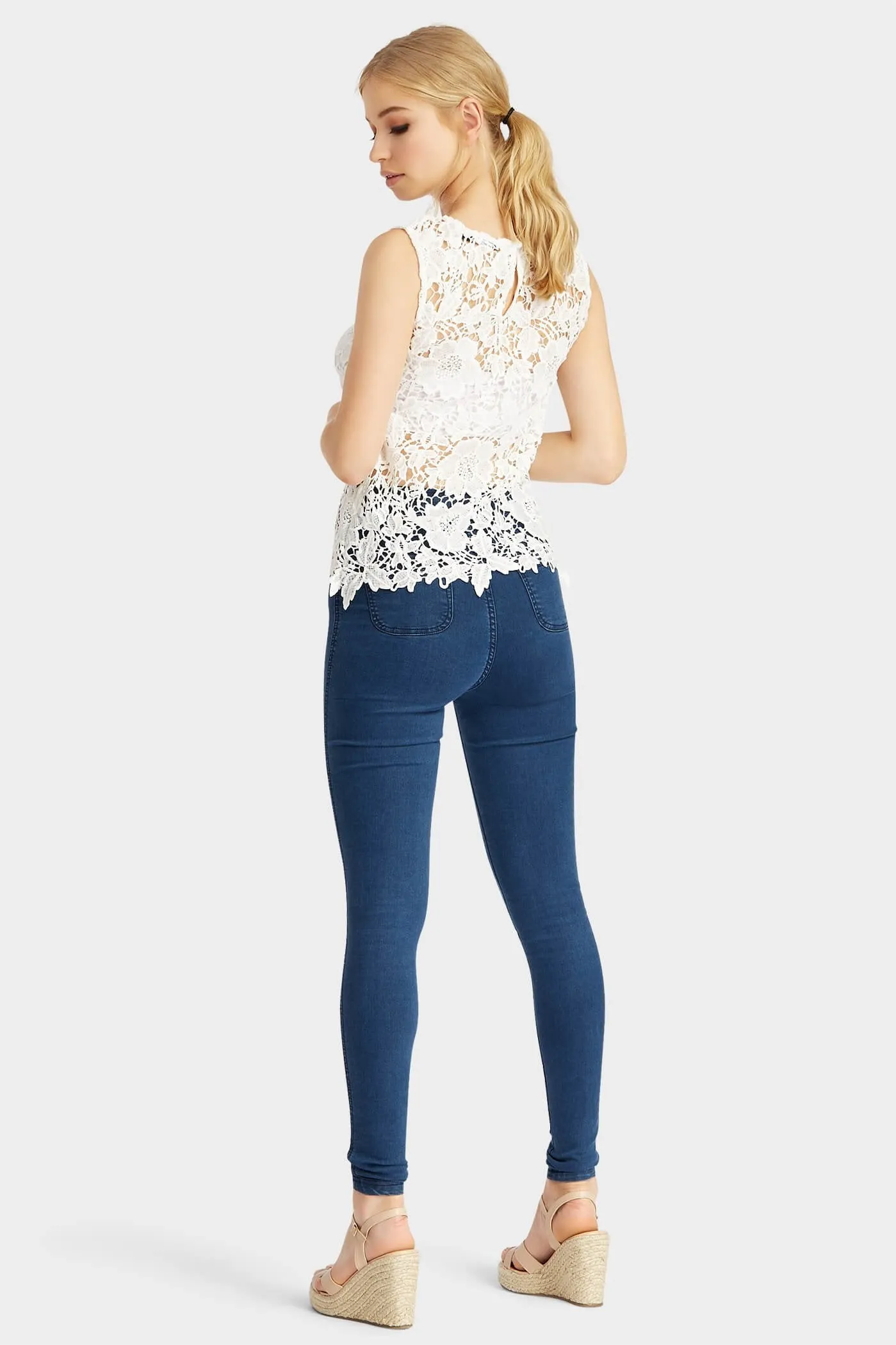 Cream Crochet Keyhole Vest Top