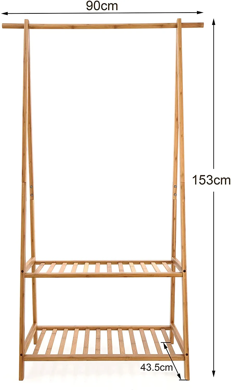 Eco 100% Bamboo Wood |  Freestanding Clothes Rail  | Natural | 1.53m High