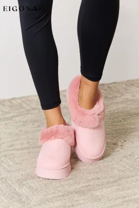 Furry Chunky Platform Ankle Boots, Bootie Slippers