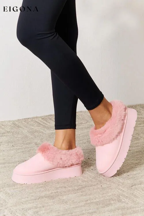 Furry Chunky Platform Ankle Boots, Bootie Slippers