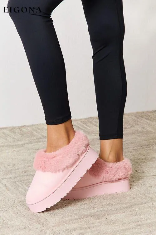 Furry Chunky Platform Ankle Boots, Bootie Slippers