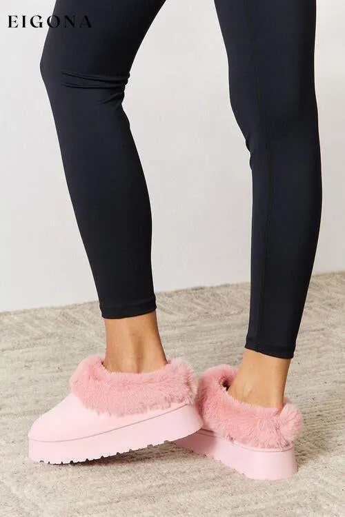 Furry Chunky Platform Ankle Boots, Bootie Slippers