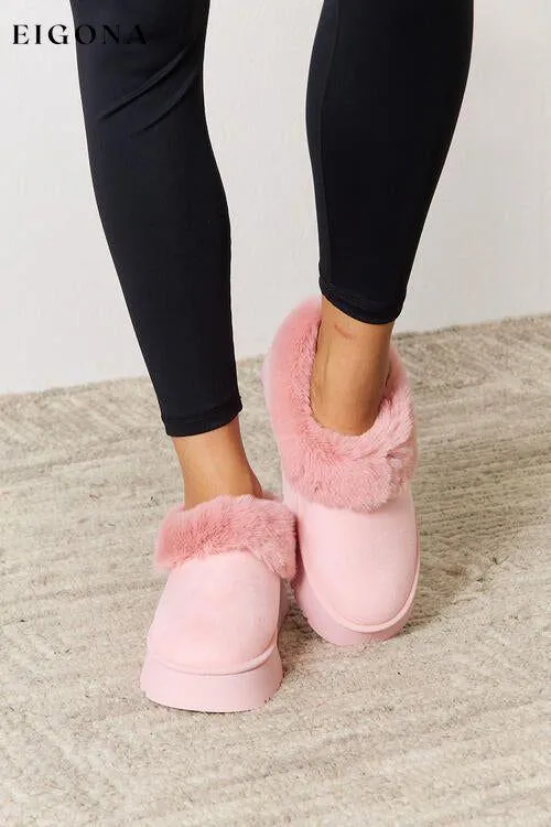 Furry Chunky Platform Ankle Boots, Bootie Slippers
