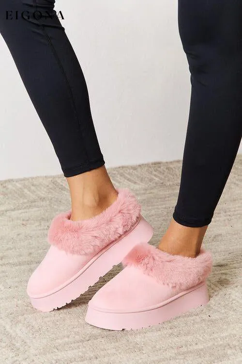 Furry Chunky Platform Ankle Boots, Bootie Slippers