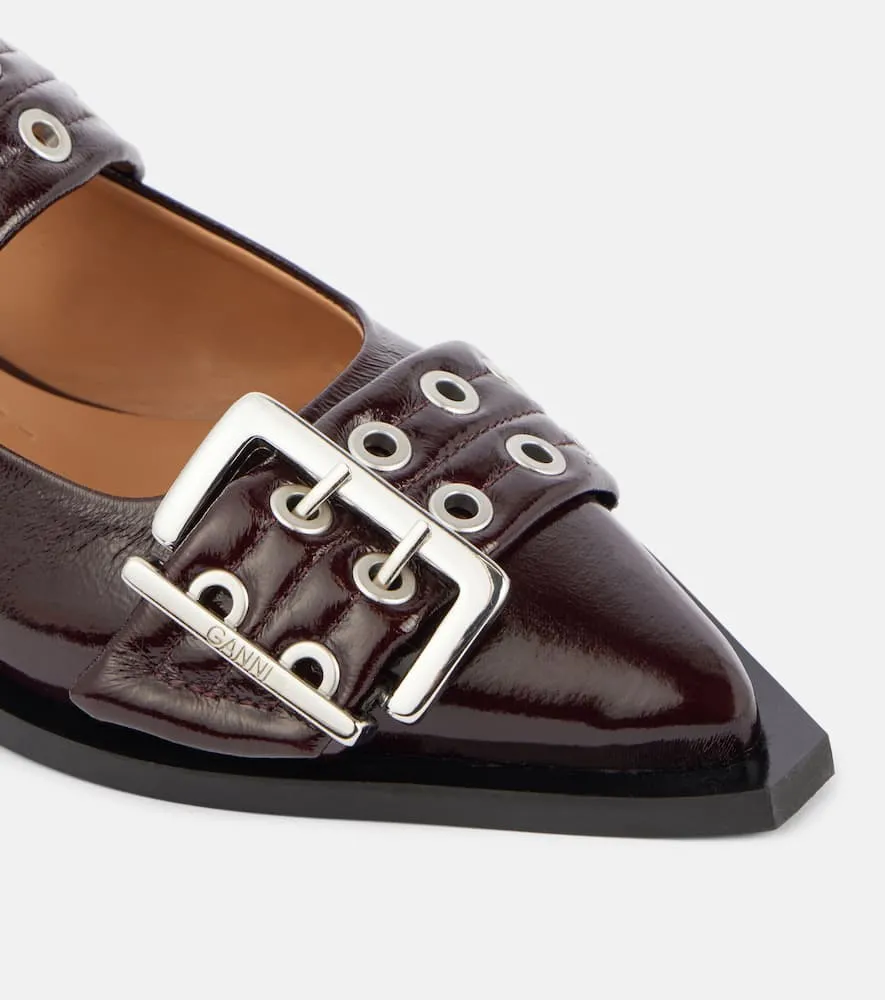 Ganni Leather slingback flats