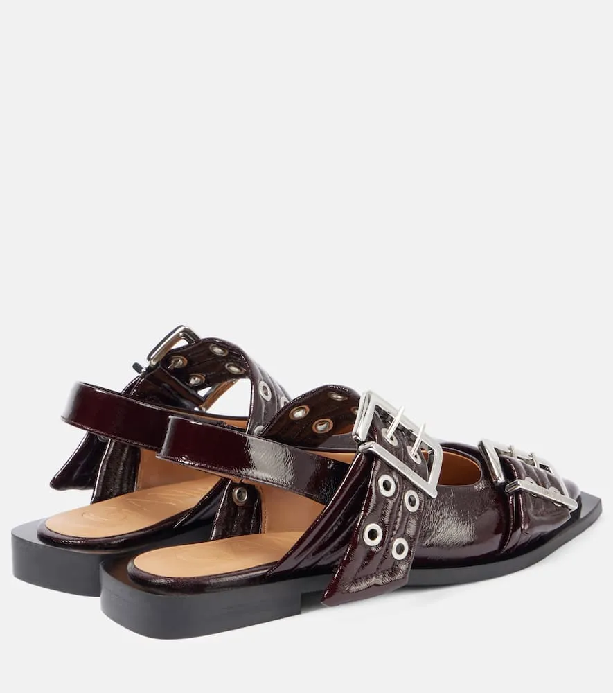 Ganni Leather slingback flats