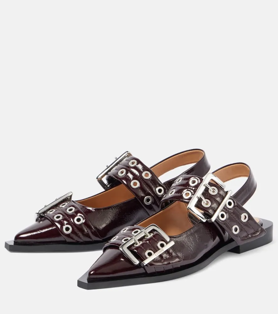Ganni Leather slingback flats