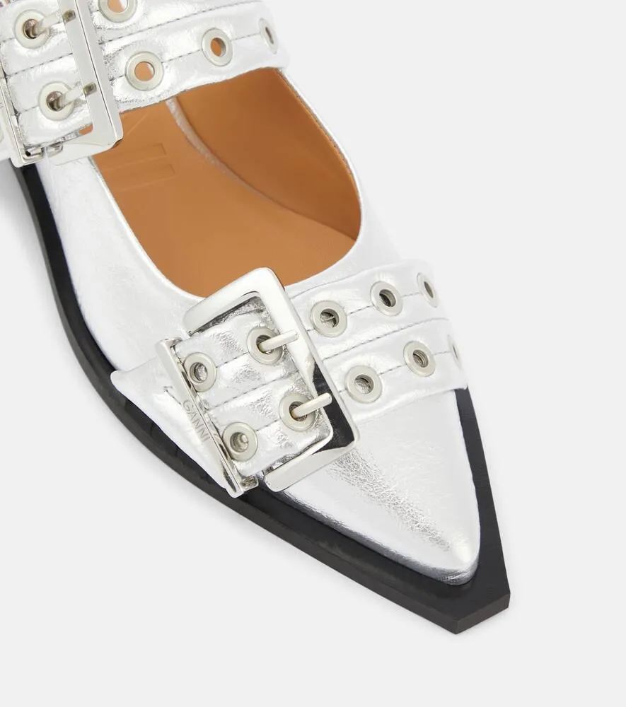Ganni Metallic slingback flats