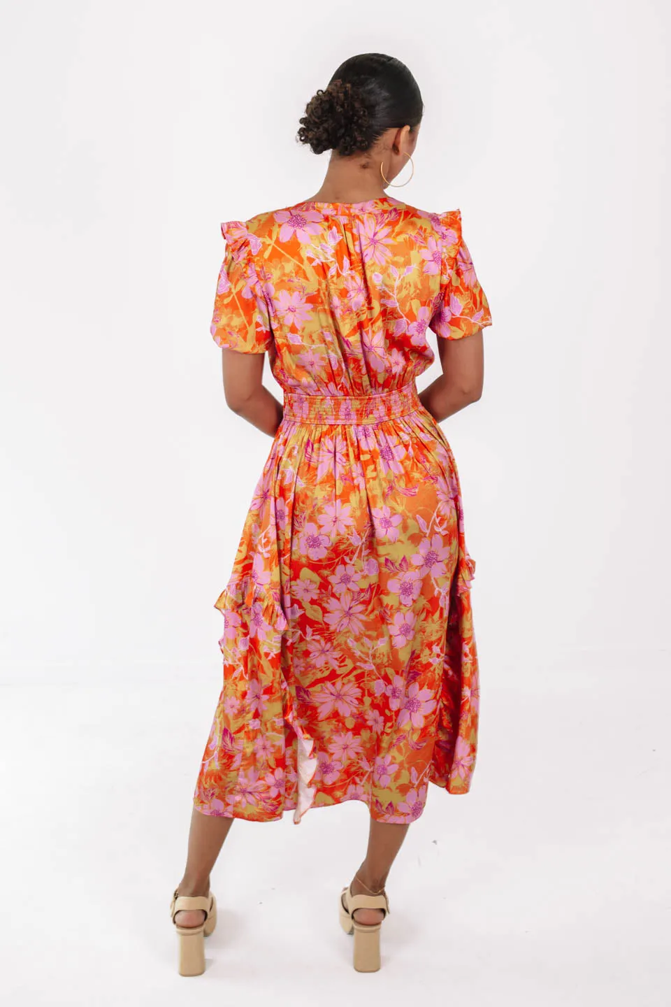 Golden Skies Midi Dress - Orange