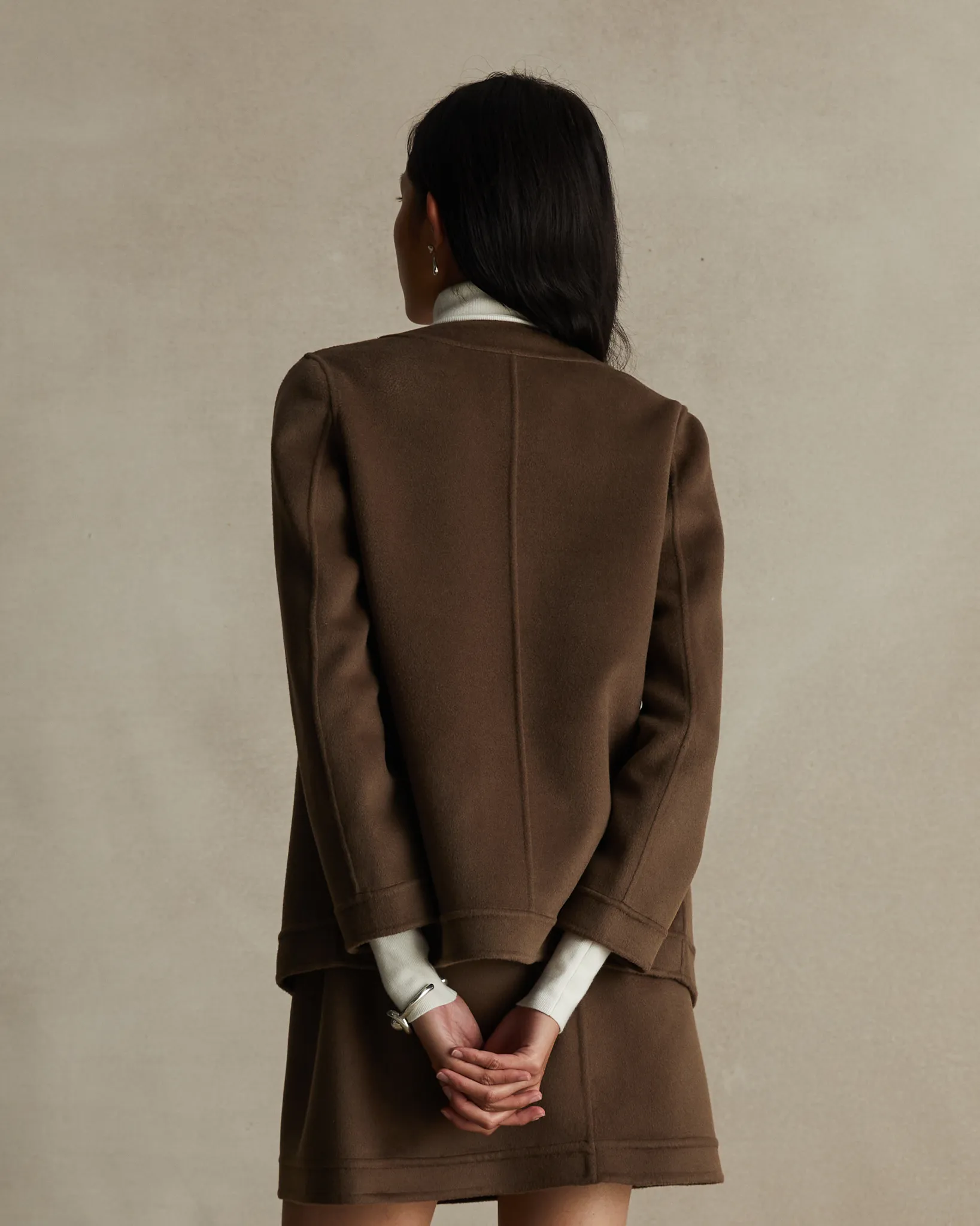 Mocha Wool Silk Cashmere Elsa Jacket
