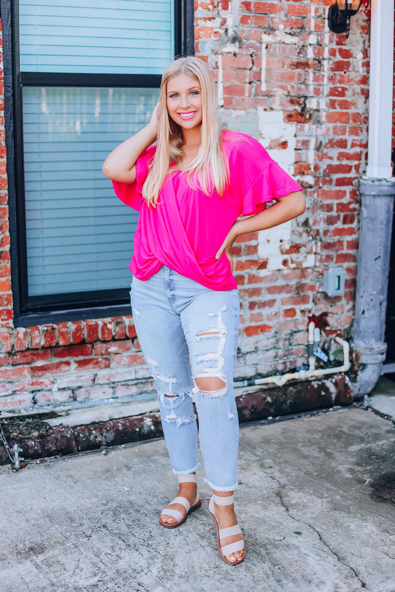 Modern Twist Top - Fuchsia