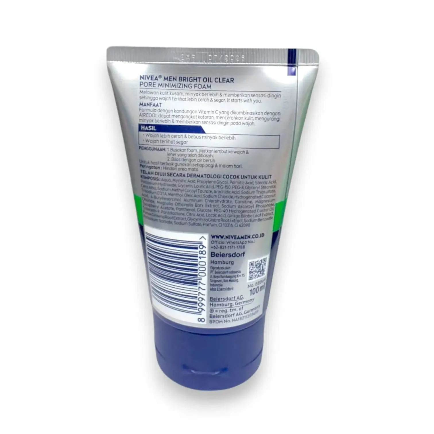 Nivea Men Bright 8H Oil Clear Pore Minimizing Foam 100ml