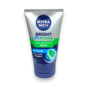 Nivea Men Bright 8H Oil Clear Pore Minimizing Foam 100ml