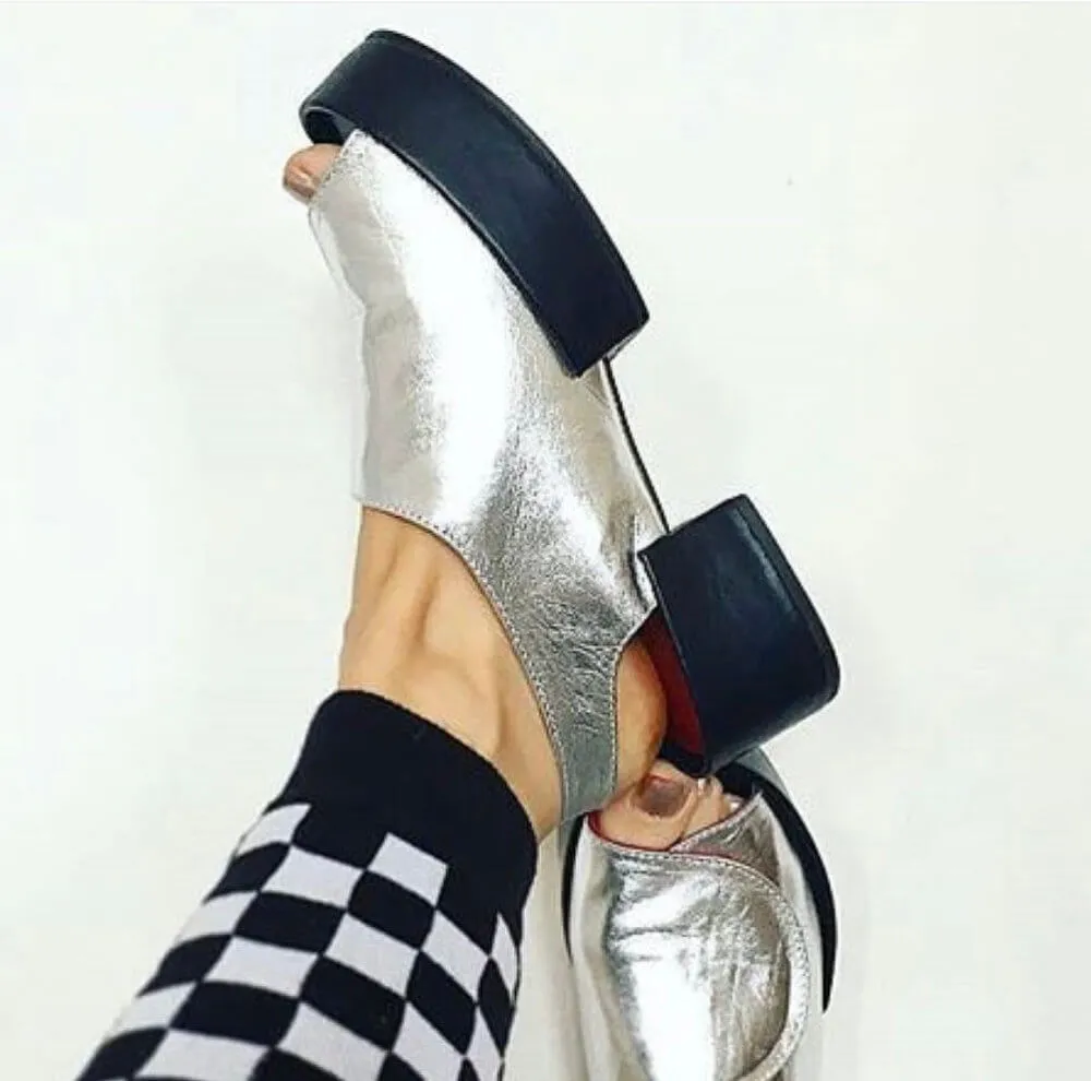 Polly Slingback - Silver/Black