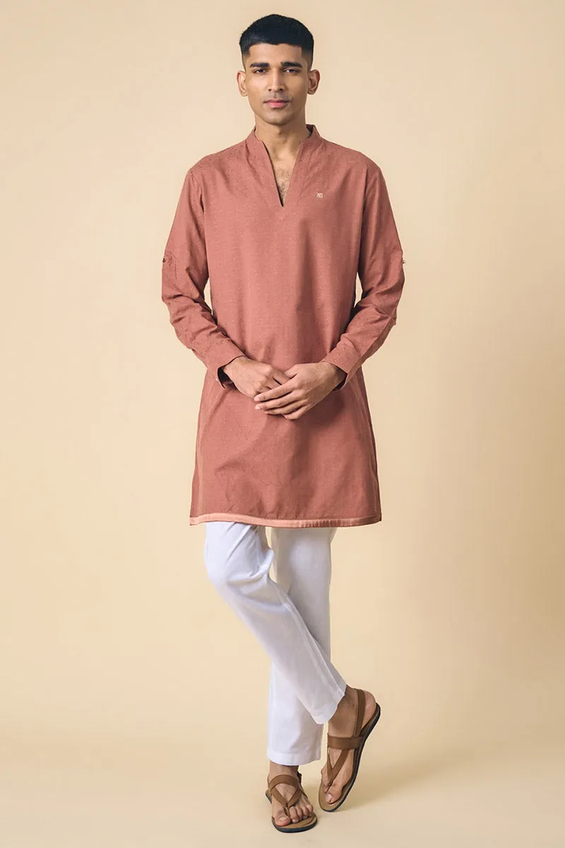 Rust Cotton Kurta Set