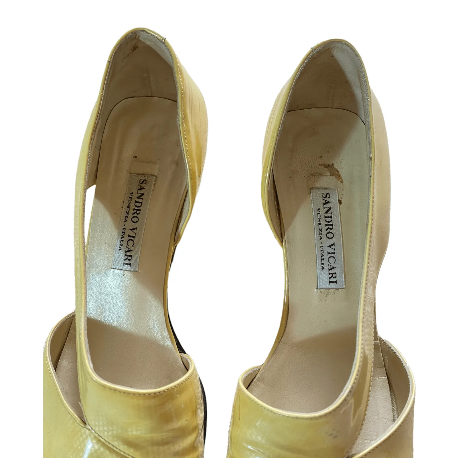 Sandro Vicari Leather Wedged Heels Yellow UK 6.5 EU 39.5