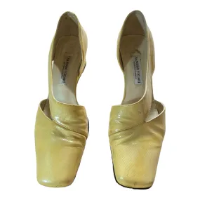 Sandro Vicari Leather Wedged Heels Yellow UK 6.5 EU 39.5