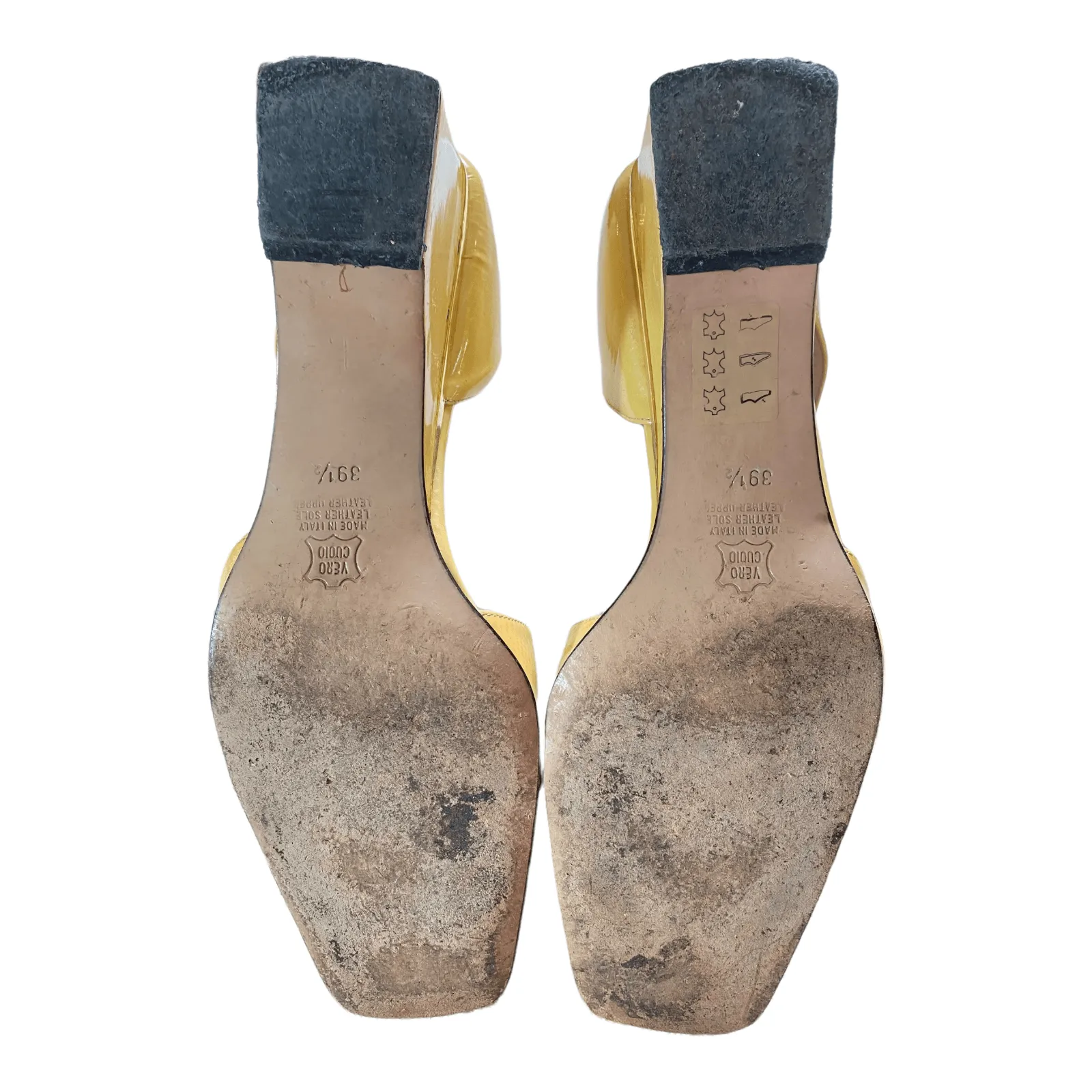 Sandro Vicari Leather Wedged Heels Yellow UK 6.5 EU 39.5