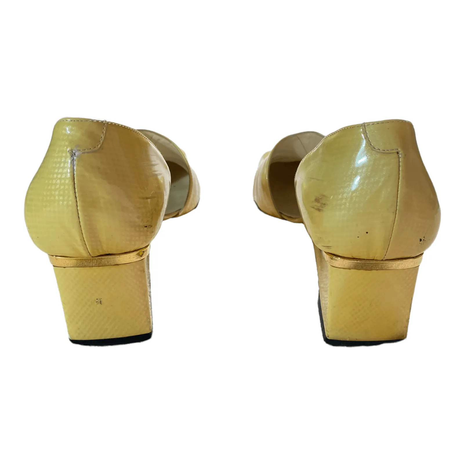 Sandro Vicari Leather Wedged Heels Yellow UK 6.5 EU 39.5