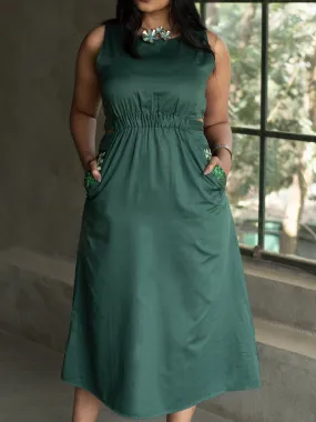 Side Slit Forest Dress - Green