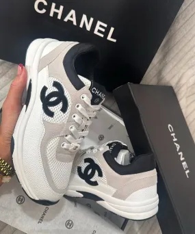 White/Black Logo CC Trainers