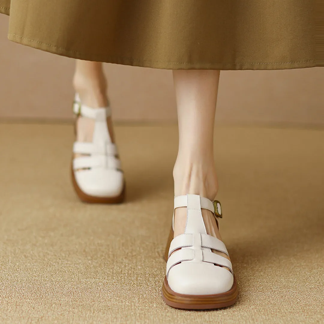 Women Rome Leather Summer High Heel Sandals